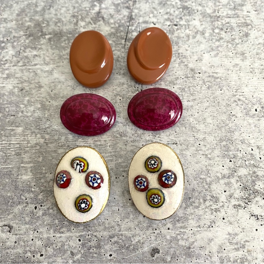 Vintage 80s Retro Statement Chunky Earrings Eclectic Art Jewelry